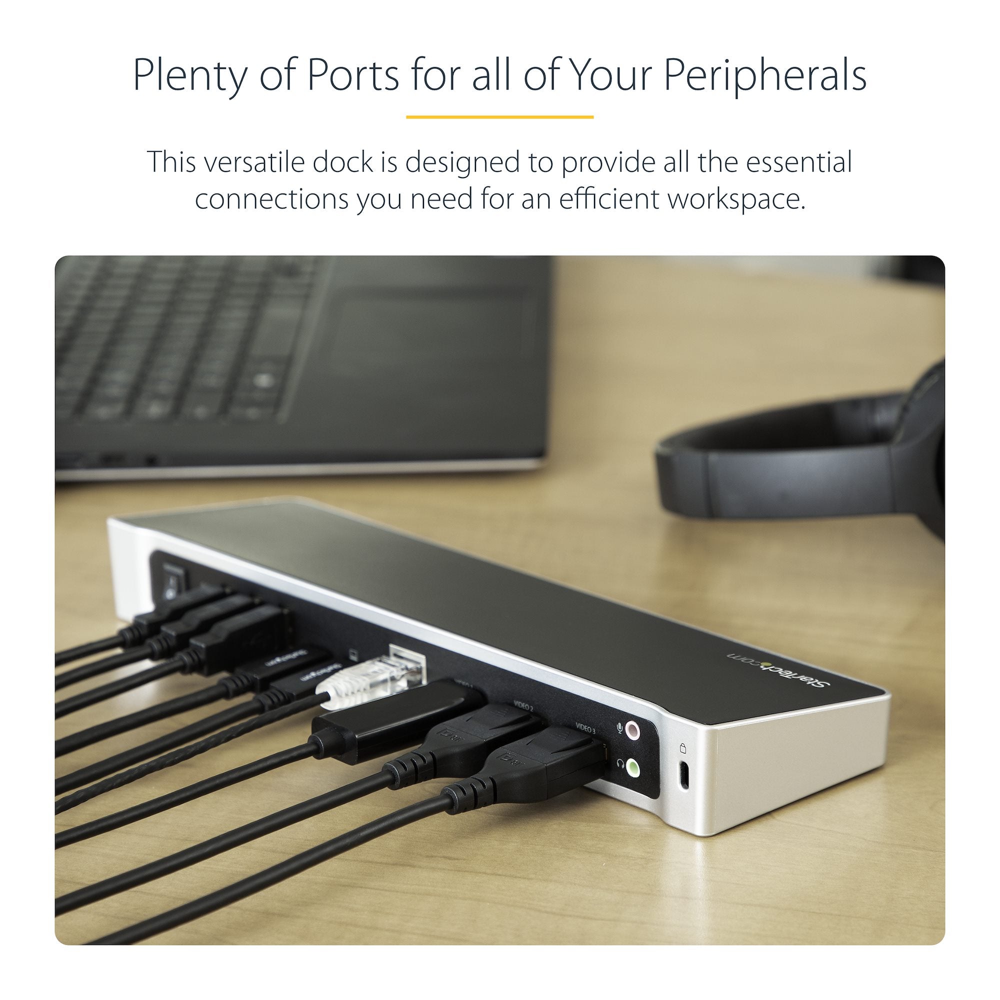 4K USB-C Dock, Triple UHD 4K Monitor Docking Station, Mac & Windows, USB C to HDMI & DisplayPort, 100W Power Delivery, 5x USB 5Gbps Hub - TAA