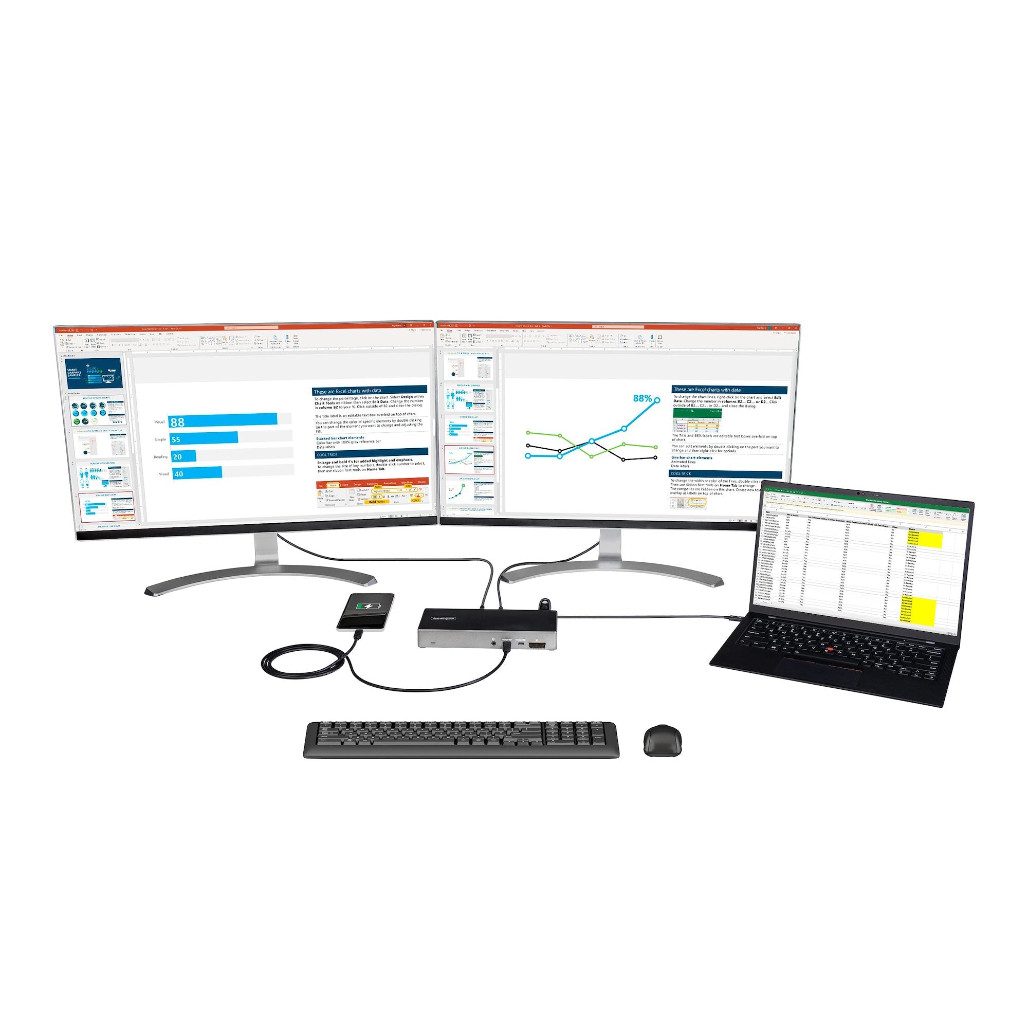 USB C Dock - Triple 4K Monitor USB Type-C Docking Station - 100W Power Delivery - DP 1.4 Alt Mode & DSC, 2x DisplayPort 1.4/HDMI 2.0 - 6xUSB (2x 10Gbps), SD - Windows/Chrome