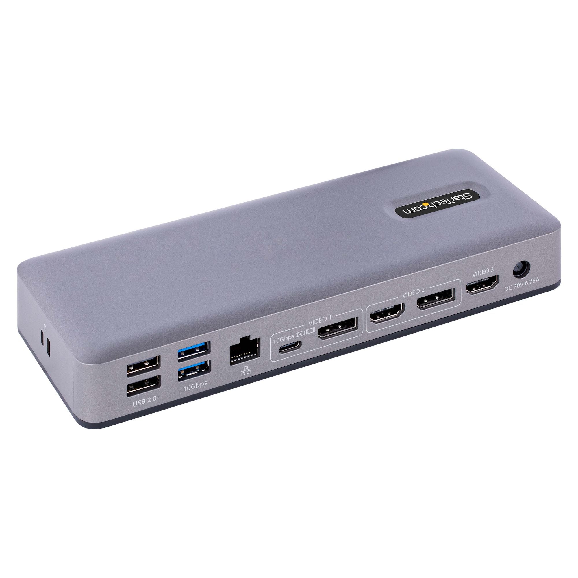USB-C Docking Station, Multi Monitor HDMI/DP/USB-C Video Output, USB-C Dock, Triple Monitor 4K30/Dual 4K60, 7-Port USB Hub, 60W Power Delivery, GbE, 3.5mm Audio, Works With Chromebook certified - TAA