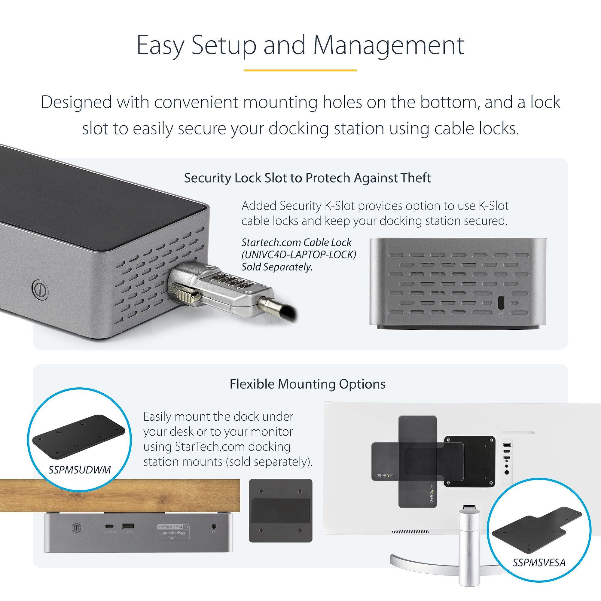 USB C Dock - 4K 60Hz Quad Monitor DisplayPort & HDMI - Universal USB-C Docking Station with 100W Power Delivery - USB Hub with 1x USB Type-C & 3x USB-A, Ethernet, Audio