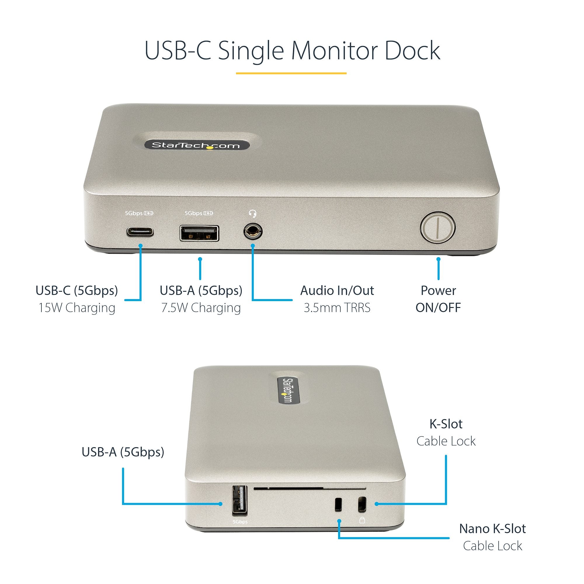 USB C Dock - USB-C to DisplayPort 4K 30Hz or VGA - 65W USB Power Delivery Charging - 4-Port USB 3.1 Gen 1 Hub - Universal USB-C Laptop Docking Station with Ethernet - TAA