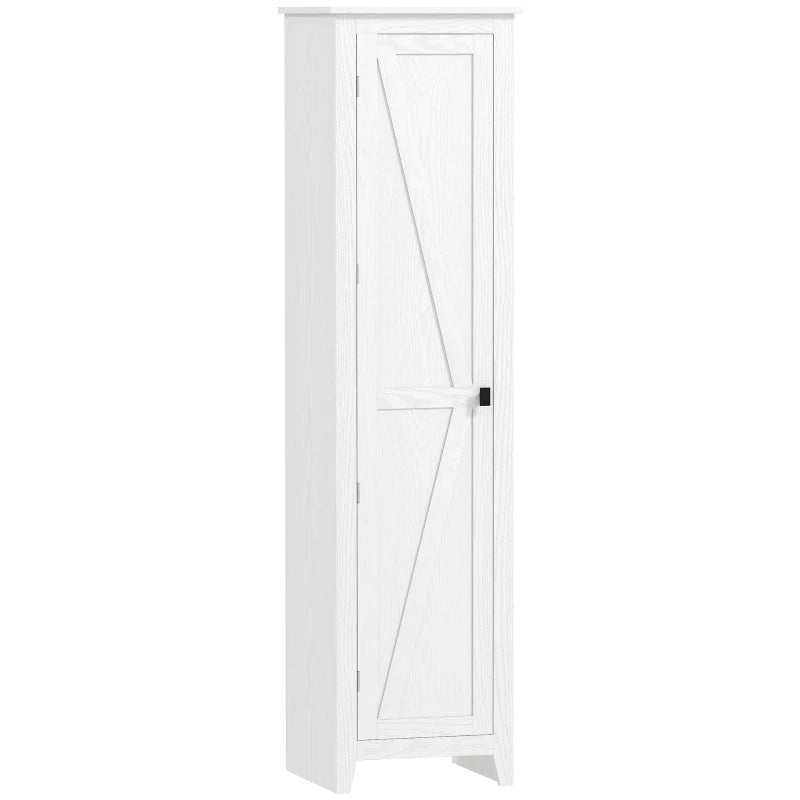 67" Farmhouse Kitchen Pantry Storage Cabinet with Barn Door, Kitchen Pantry Cabinet with Adjustable Shelves, White