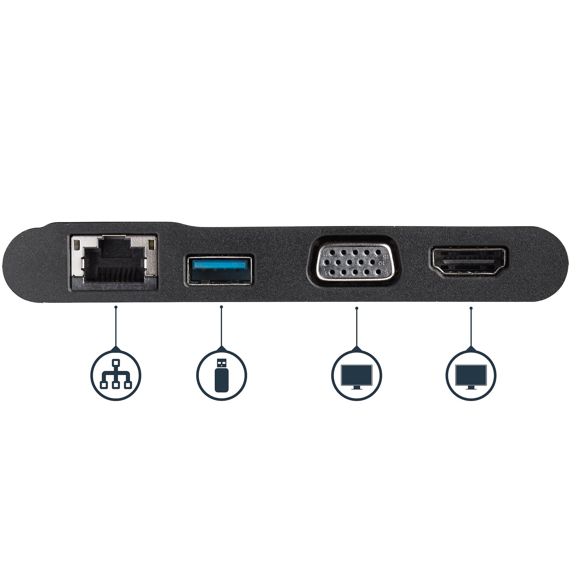 USB-C Multiport Adapter - USB-C Travel Dock with 4K HDMI or 1080p VGA, Gigabit Ethernet, 5Gbps USB-A 3.0 - Discontinued, Limited Stock, & Replaced by DKT31CHVL