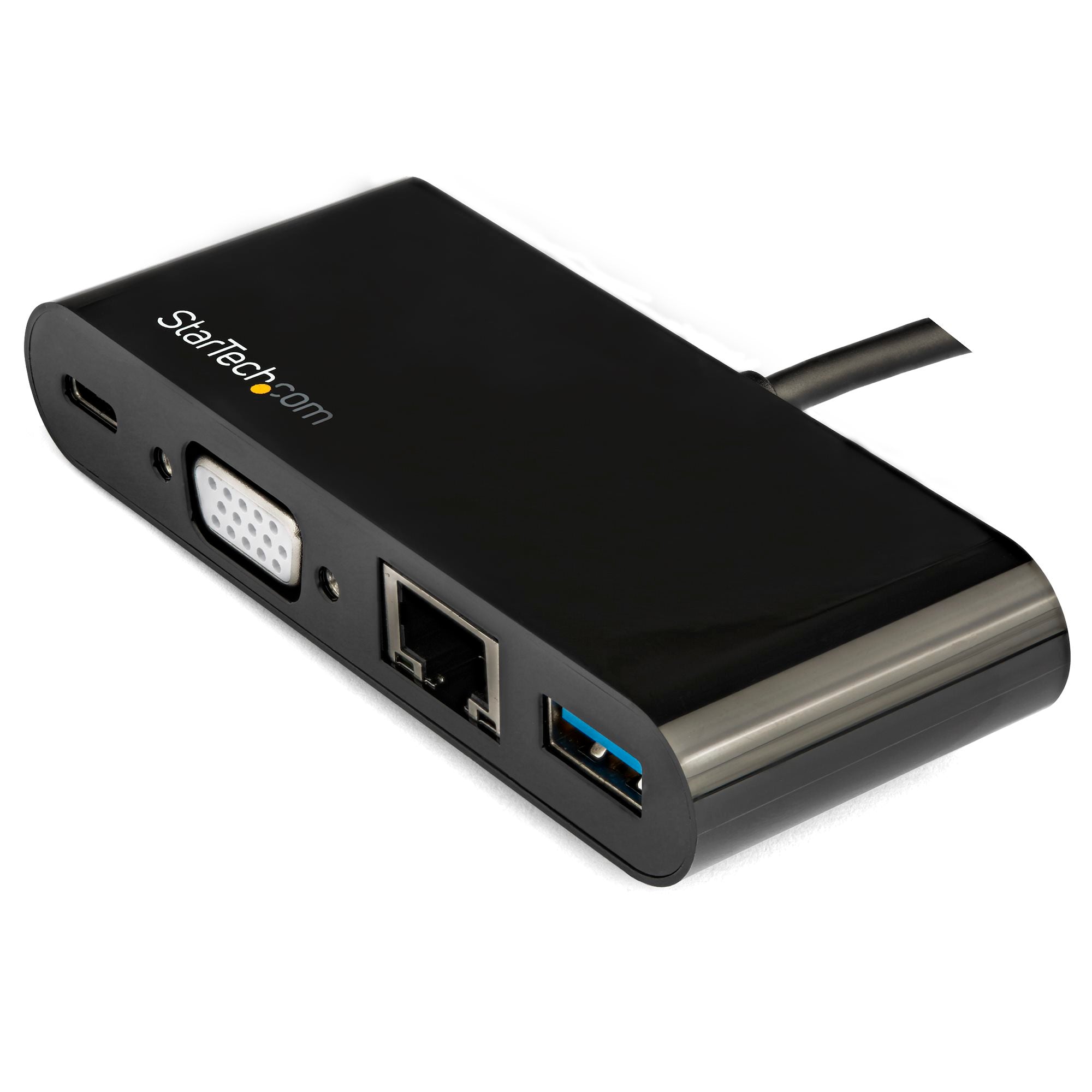 USB C Multiport Adapter - Mini USB-C Dock w/ Single Monitor VGA 1080p Video - 60W Power Delivery Passthrough - USB 3.1 Gen 1 Type-A 5Gbps, Gigabit Ethernet - Docking Station