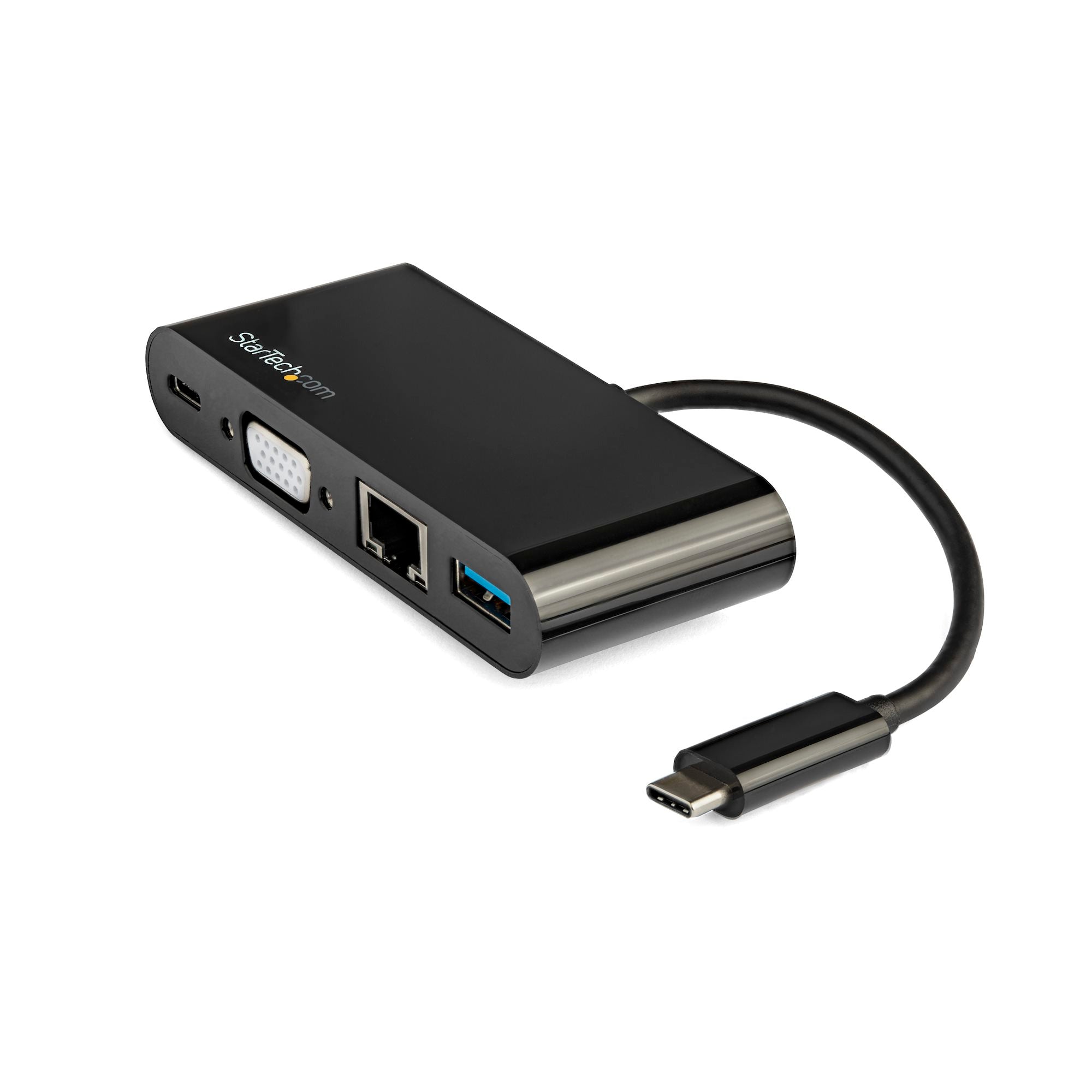 USB C Multiport Adapter - Mini USB-C Dock w/ Single Monitor VGA 1080p Video - 60W Power Delivery Passthrough - USB 3.1 Gen 1 Type-A 5Gbps, Gigabit Ethernet - Docking Station
