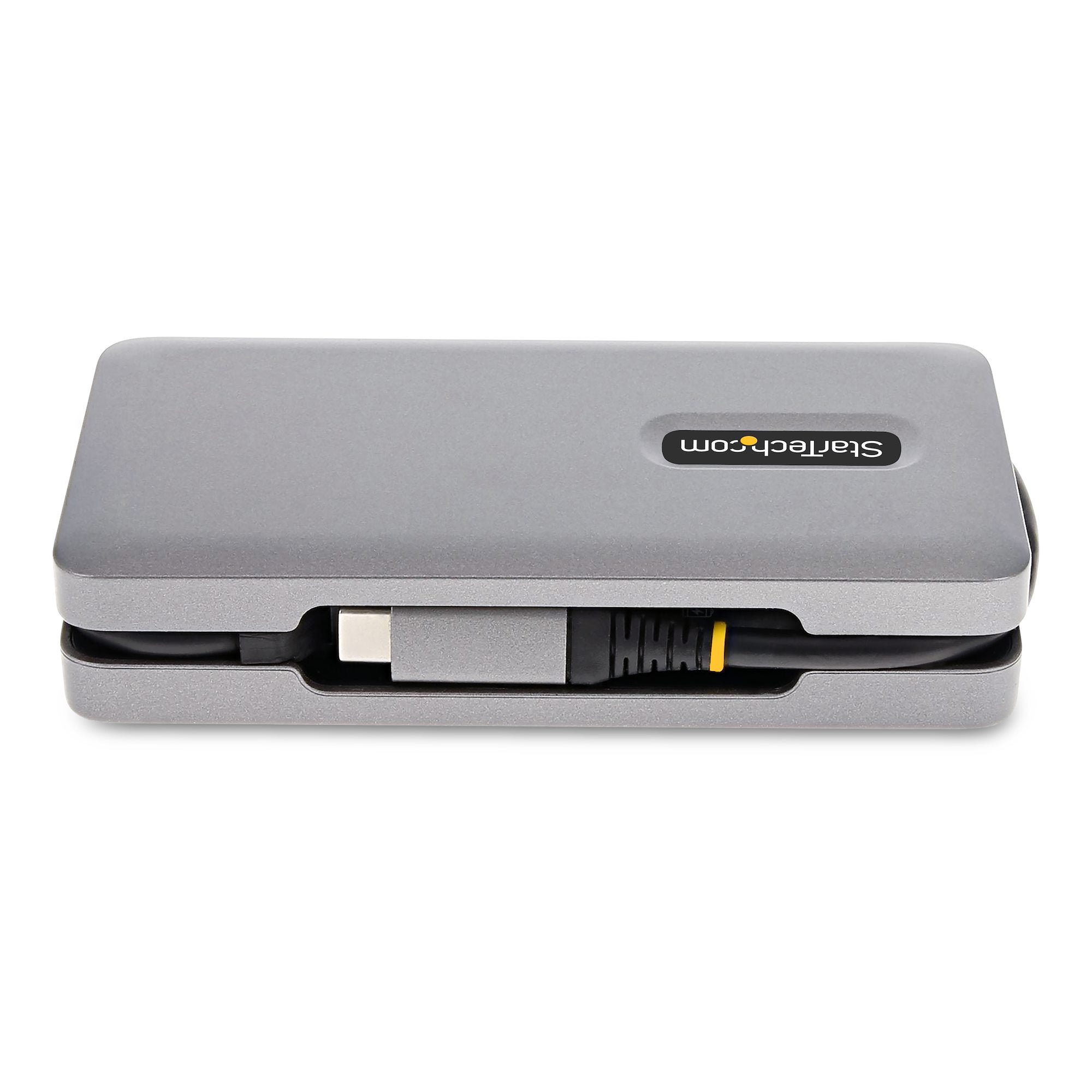 USB-C Multiport Adapter - 4K 60Hz HDMI/DP - 3-Port USB Hub - 100W Power Delivery Pass-Through - GbE - Travel Mini Docking Station w/ Charging - 1ft/30cm Wrap-Around Cable