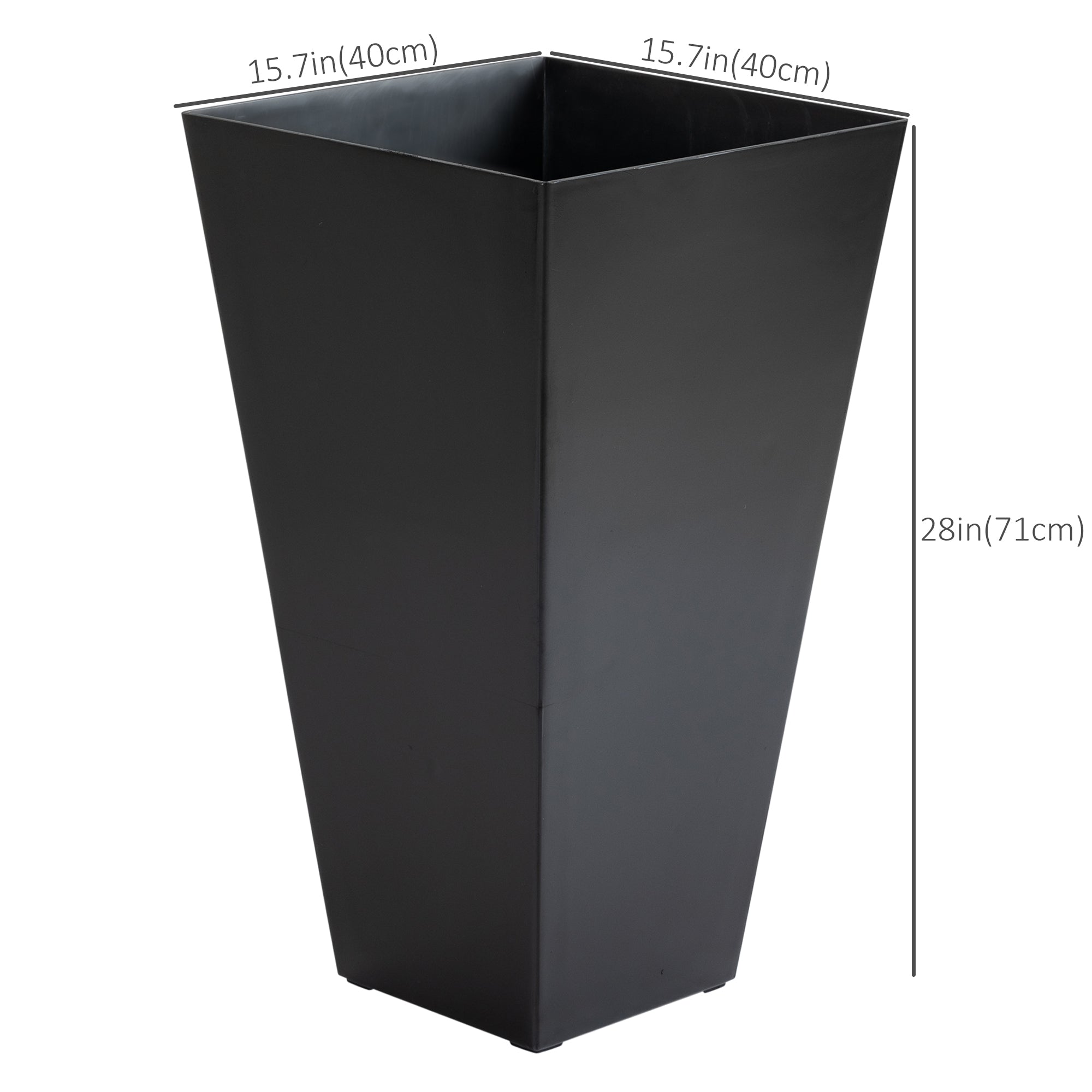 Outsunny Tall Garden Planters 28" Set of 3 Black Plastic Flower Pots for Outdoor & Indoor Stylish Entryway & Patio Decor