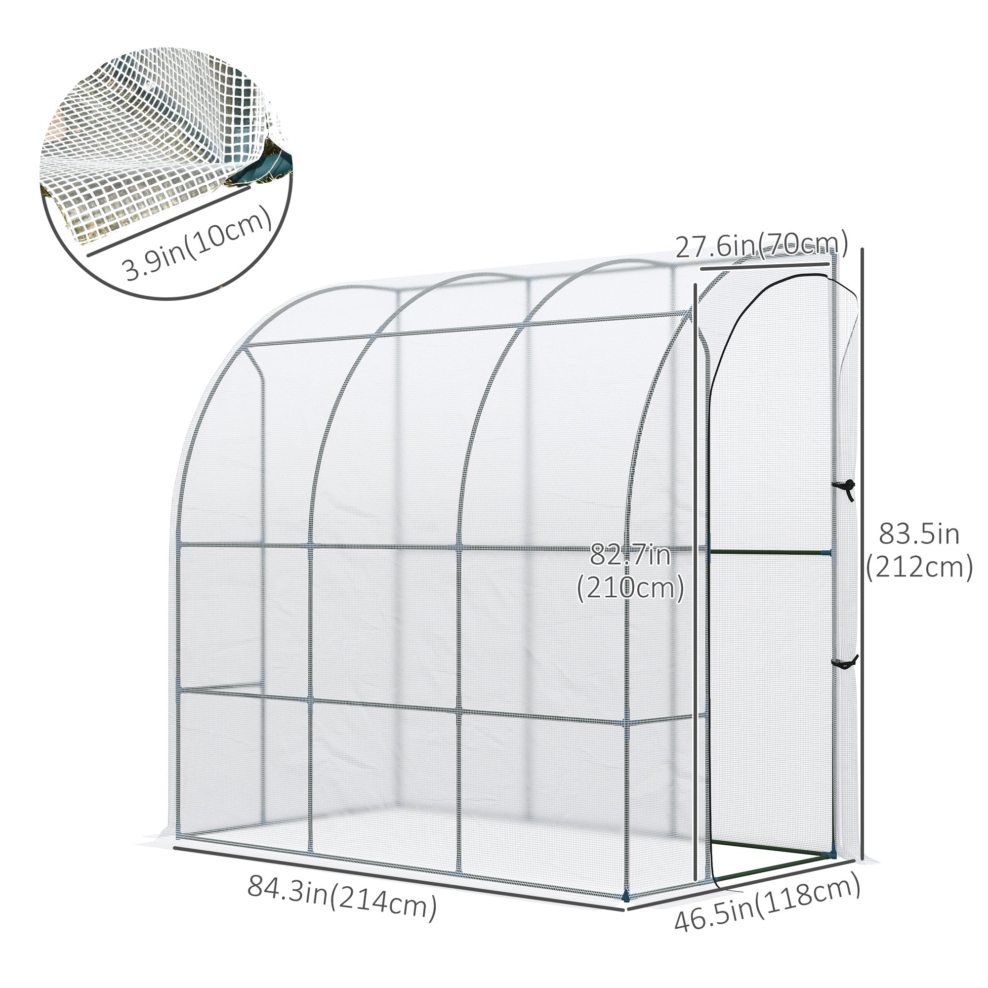 Outsunny 7'x4' Walk-In Polycarbonate Greenhouse: With Roll-Up Door for Plants, Herbs, White