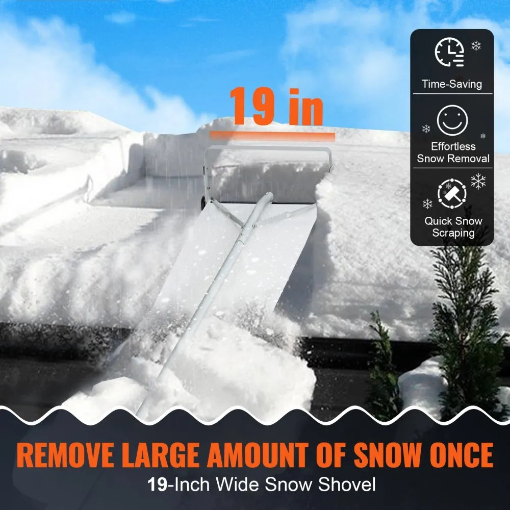 30 ft Roof Snow Rake with 19-Inch Blade, Slide Cloth and Rolling Wheels