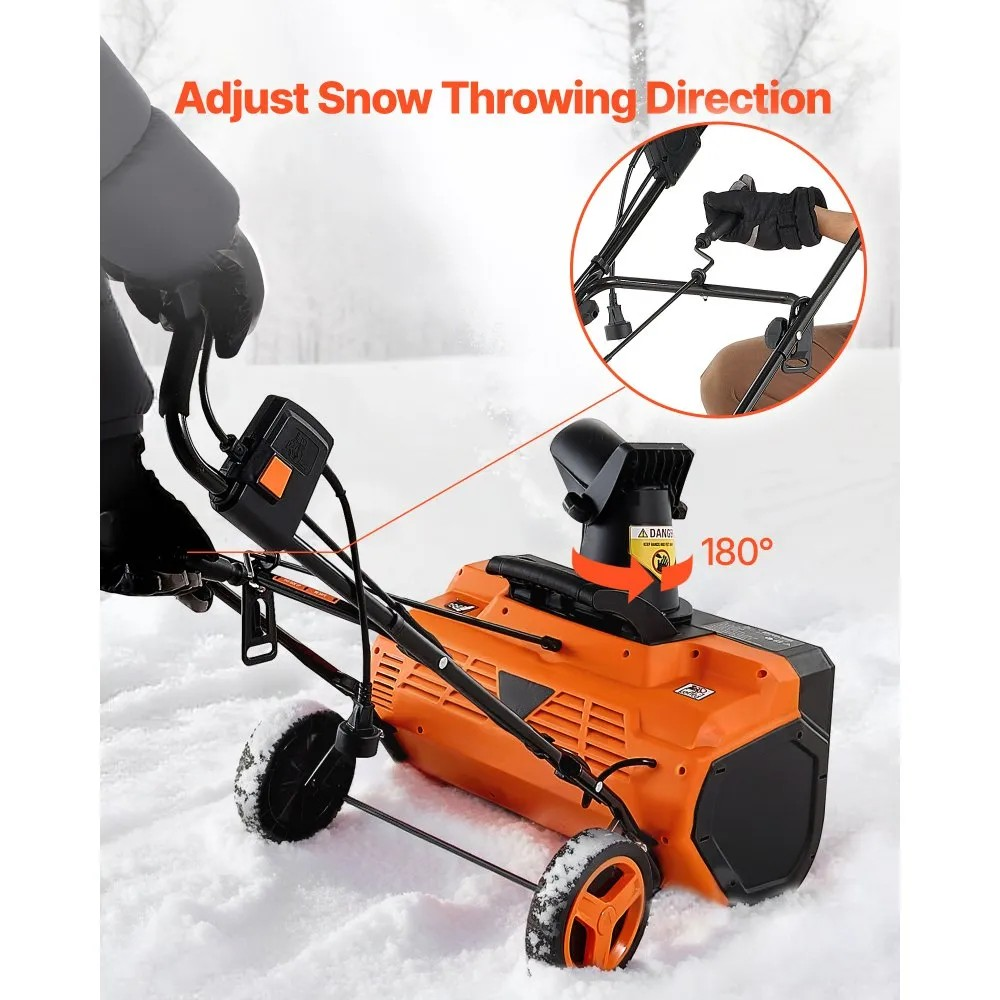 23-Inch Electric Snow Blower with 15A Motor, Dual LED Headlights and Rotating Chute