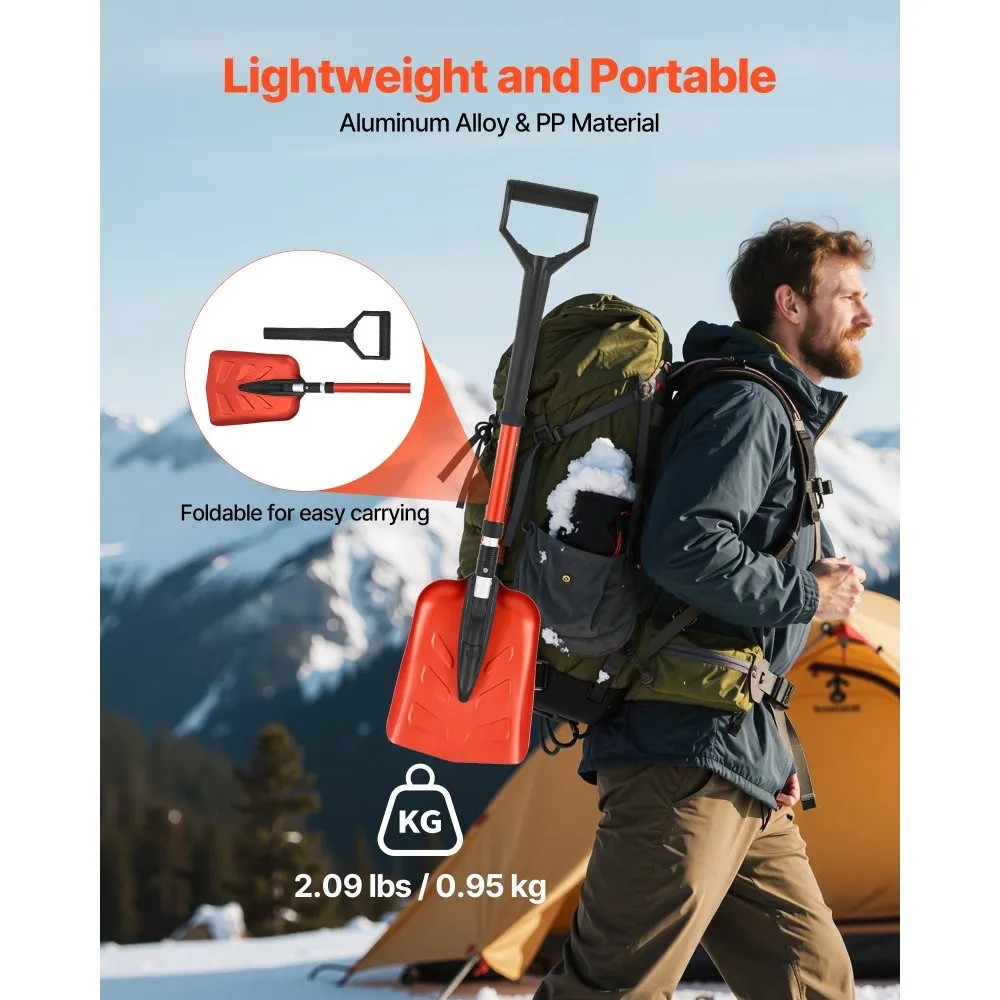 9-Inch Lightweight Snow Shovel with Aluminum Alloy Blade and 36–40" Handle