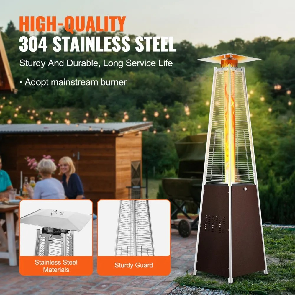 48,000 BTU Pyramid Propane Patio Heater with Wheels, Bronze Finish