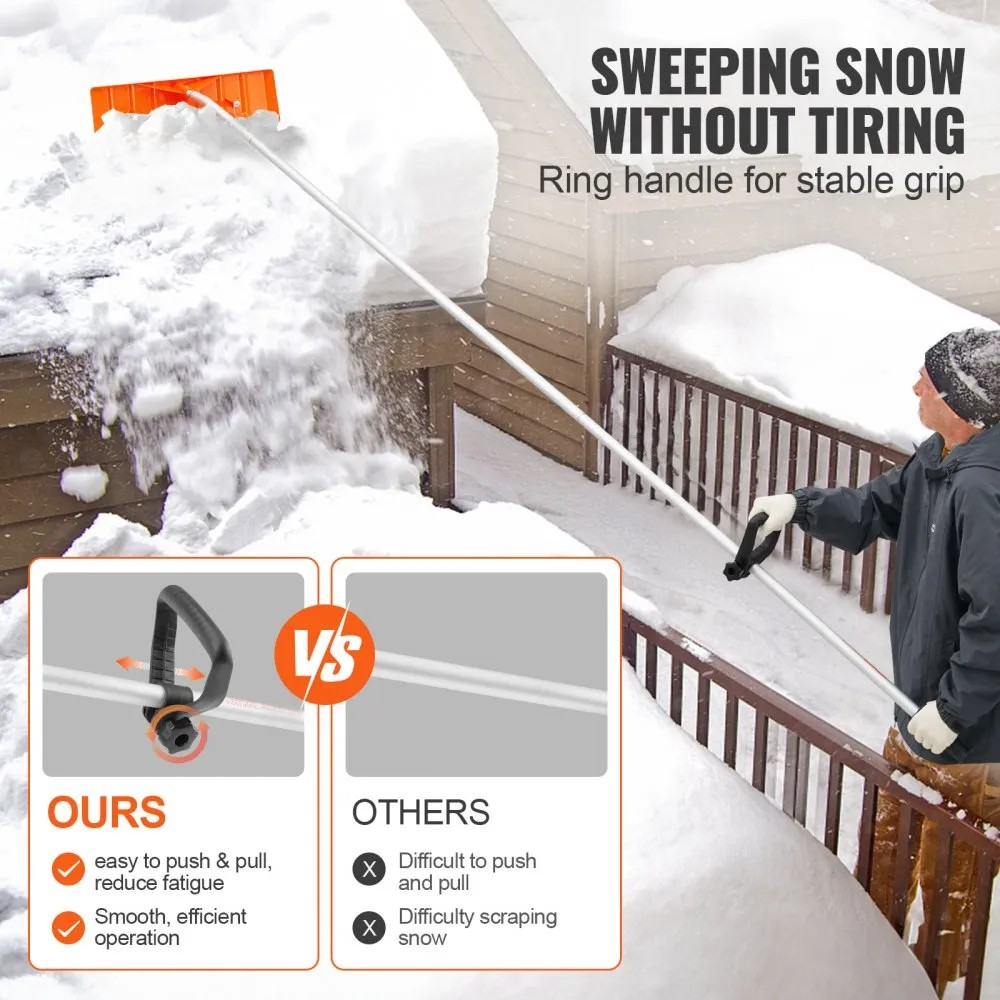 25-Inch Roof Snow Rake with 21 ft Aluminum Handle and Anti-Slip Grip