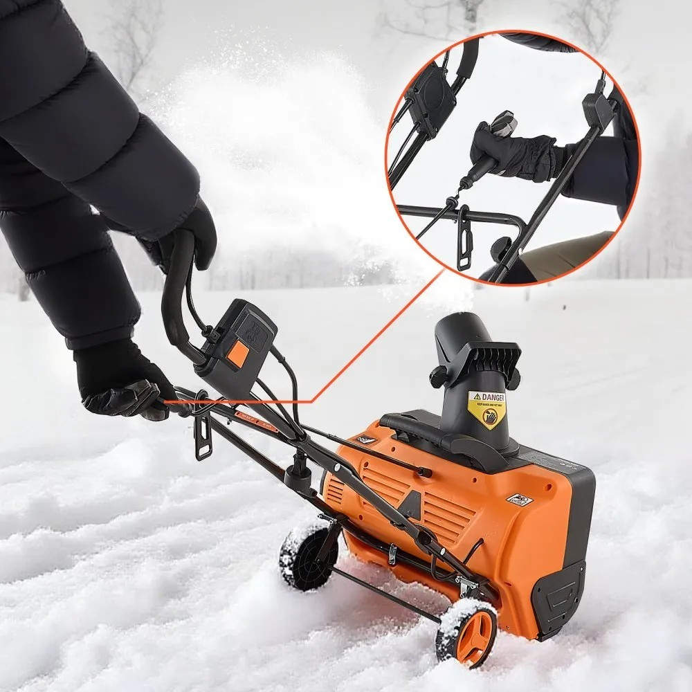 20-Inch Electric Snow Blower with 15A Motor, Dual LED Headlights and Rotating Chute