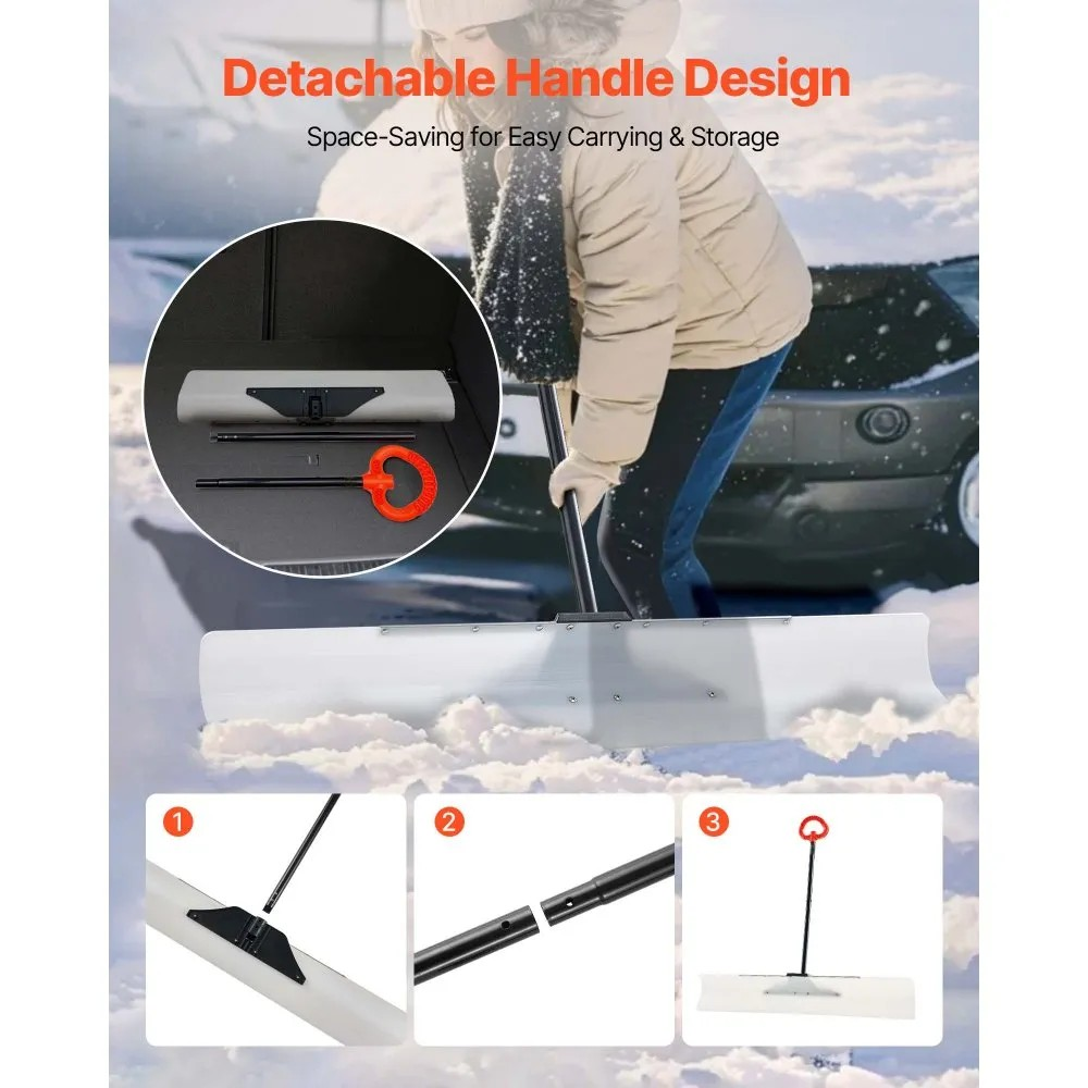 48-Inch Plastic Snow Pusher with Ergonomic Handle for Winter Snow Clearing