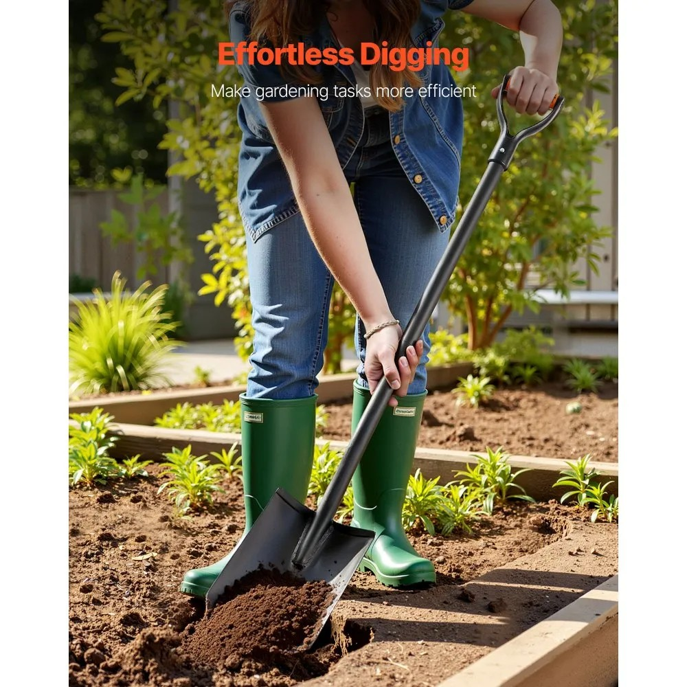 48-Inch Heavy-Duty Square Shovel with Alloy Steel Blade and D-Handle