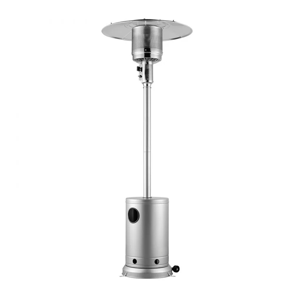 50,000 BTU Outdoor Propane Heater with Hammered Silver Finish and Round Table