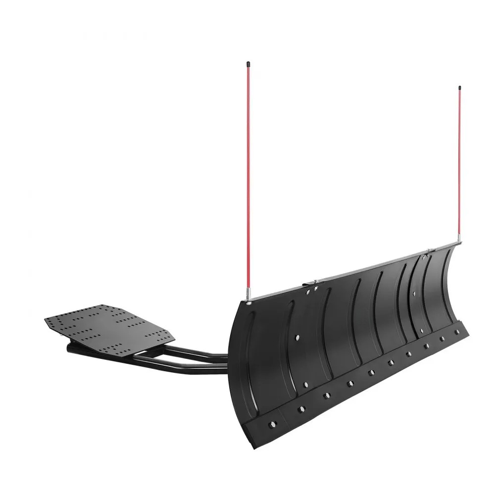 Adjustable ATV UTV Snow Plow Blade, 43–72 Inch Steel Plow Kit with Rubber Flaps