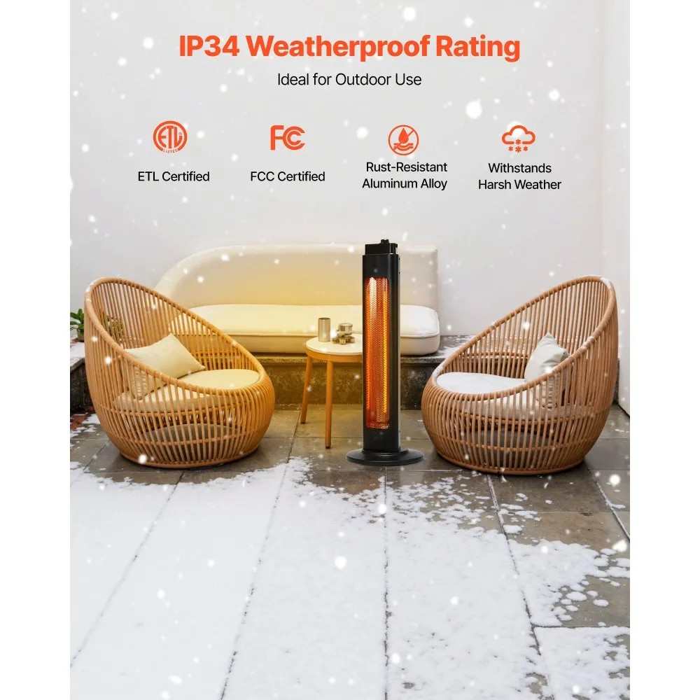 1500W Infrared Space Heater with Remote Control, 3 Speeds and 24H Timer