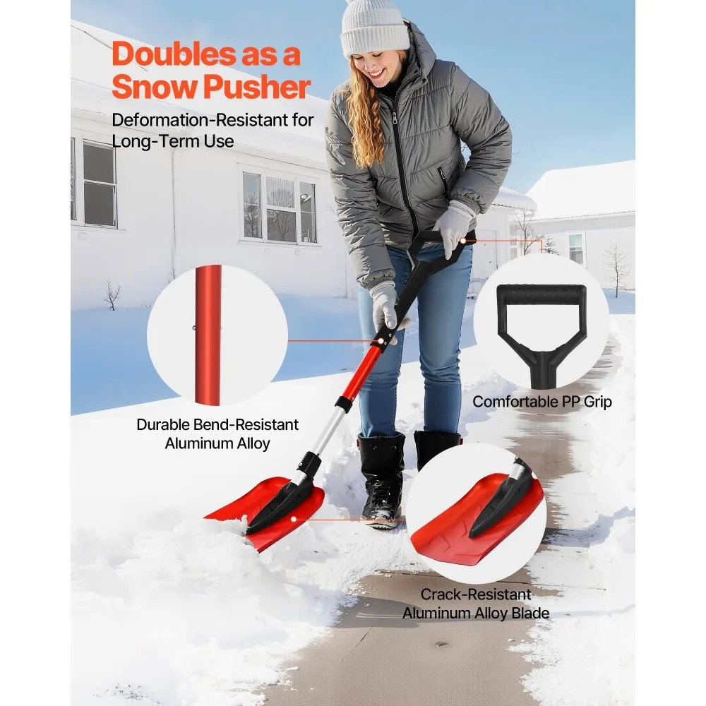 9-Inch Lightweight Snow Shovel with Aluminum Alloy Blade and 36–40" Handle