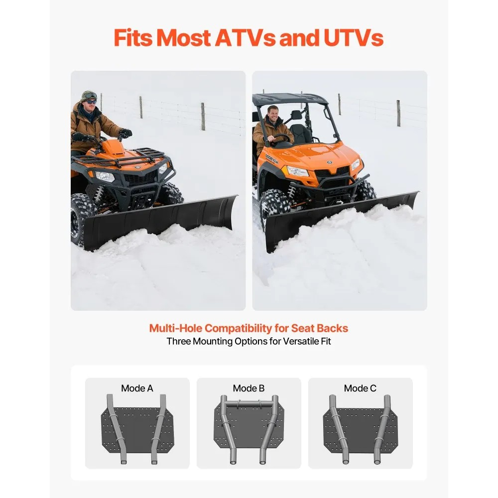 60-Inch Universal ATV Snow Plow Kit, Adjustable Steel Blade for ATV and UTV