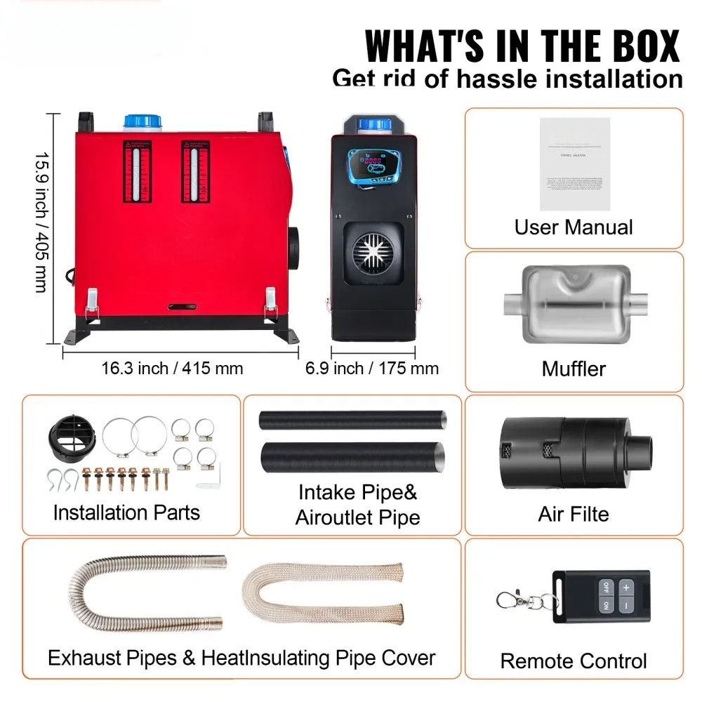 8KW 12V Diesel Parking Heater with Silencer and Remote for Trucks and Motorhomes