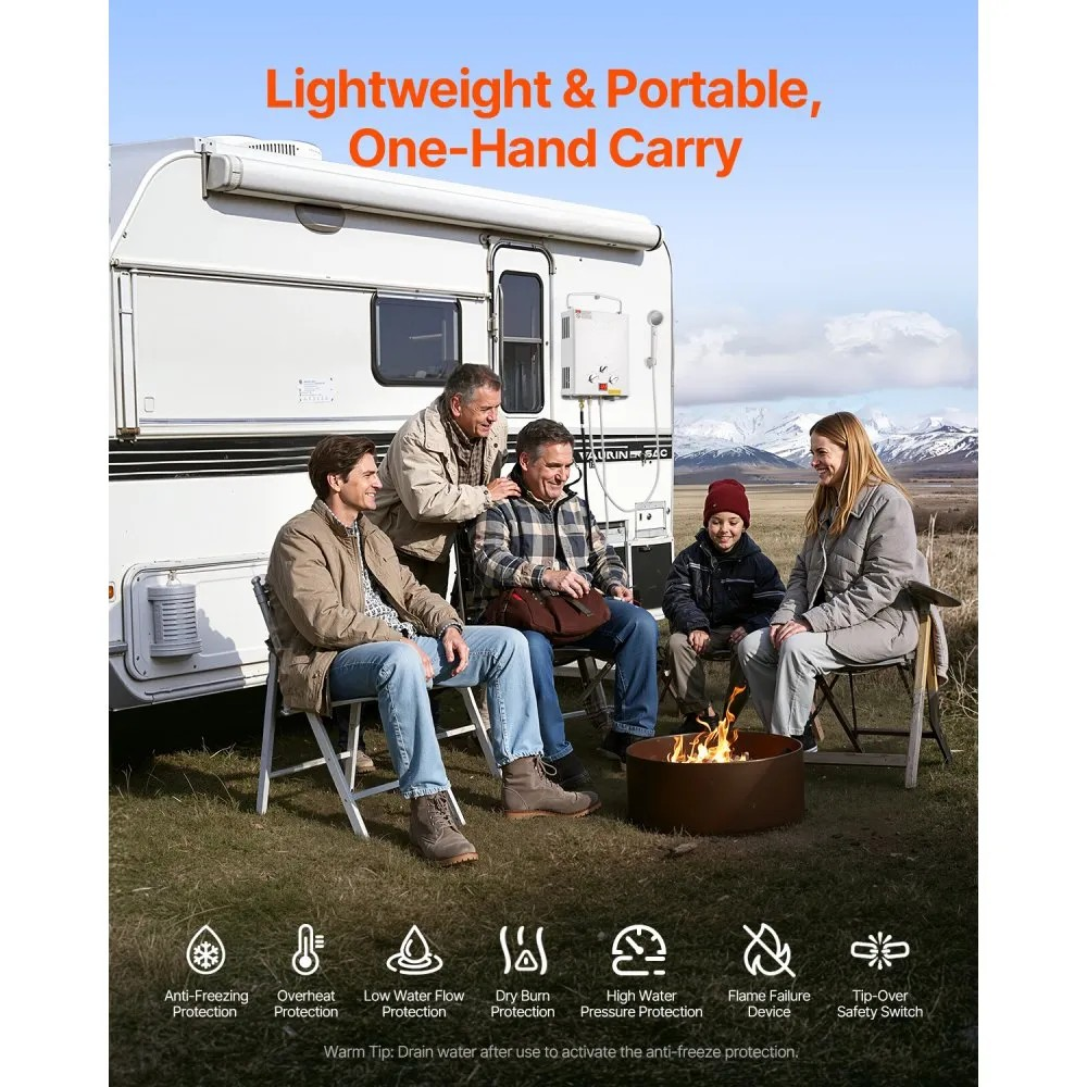 Tankless Propane Water Heater, 5L Portable Design with Regulator