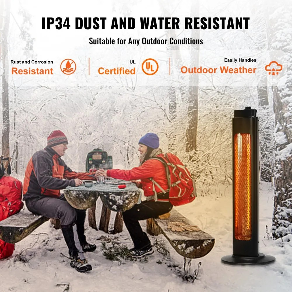 1500W Oscillating Infrared Space Heater, 2 Speeds, Timer, 31.5-Inch Black