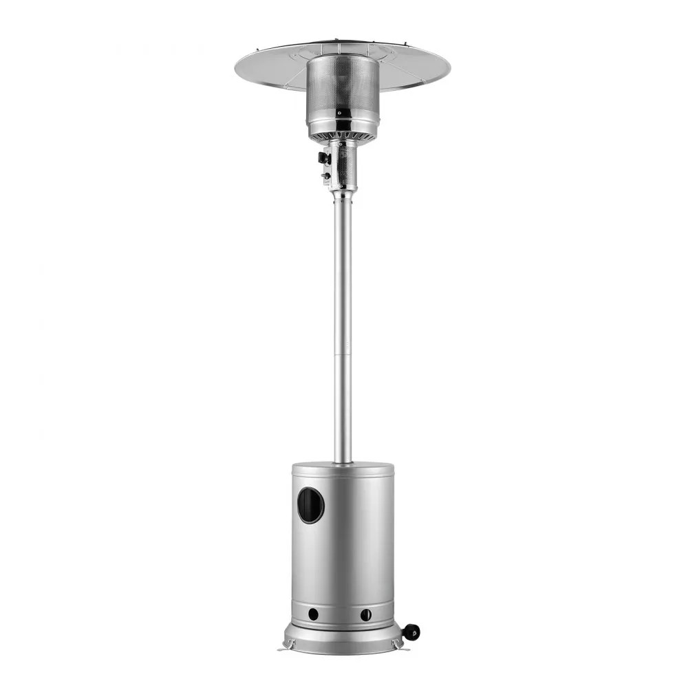 50,000 BTU Outdoor Propane Heater with Hammered Silver Finish and Round Table