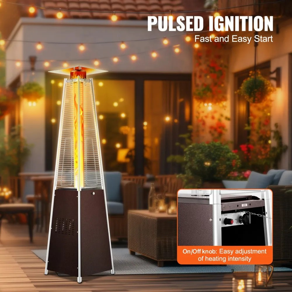 48,000 BTU Pyramid Propane Patio Heater with Wheels, Bronze Finish