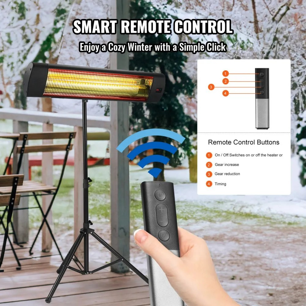 1500W Infrared Space Heater, 24-Inch Electric Heater with Remote Control