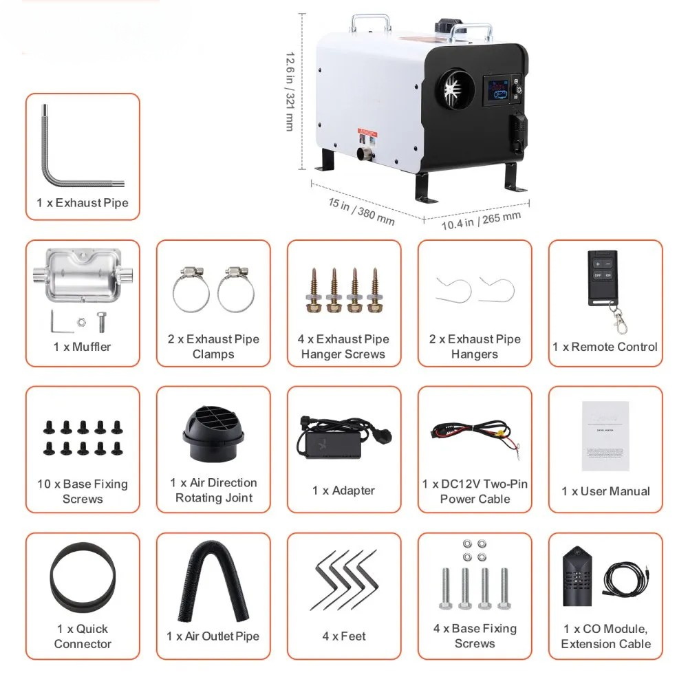 8KW Diesel Air Heater, 12V/24V All-in-One Heater with Bluetooth App and Remote