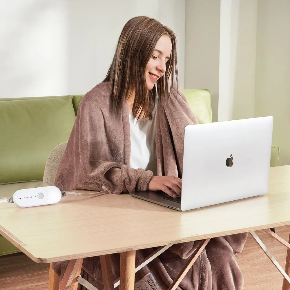 Queen Size Electric Heated Blanket 84" x 90" with Dual Controls and 5 Heat Settings