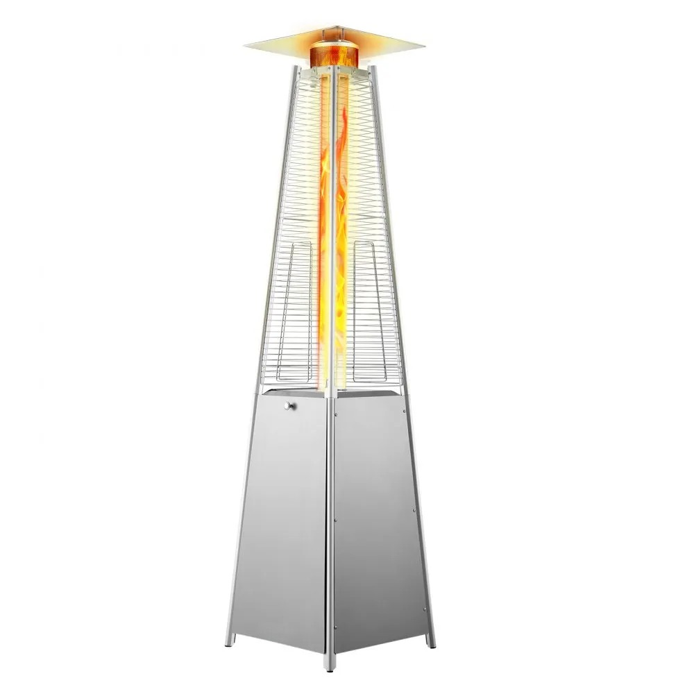48,000 BTU Pyramid Propane Patio Heater with Wheels, Silver Finish