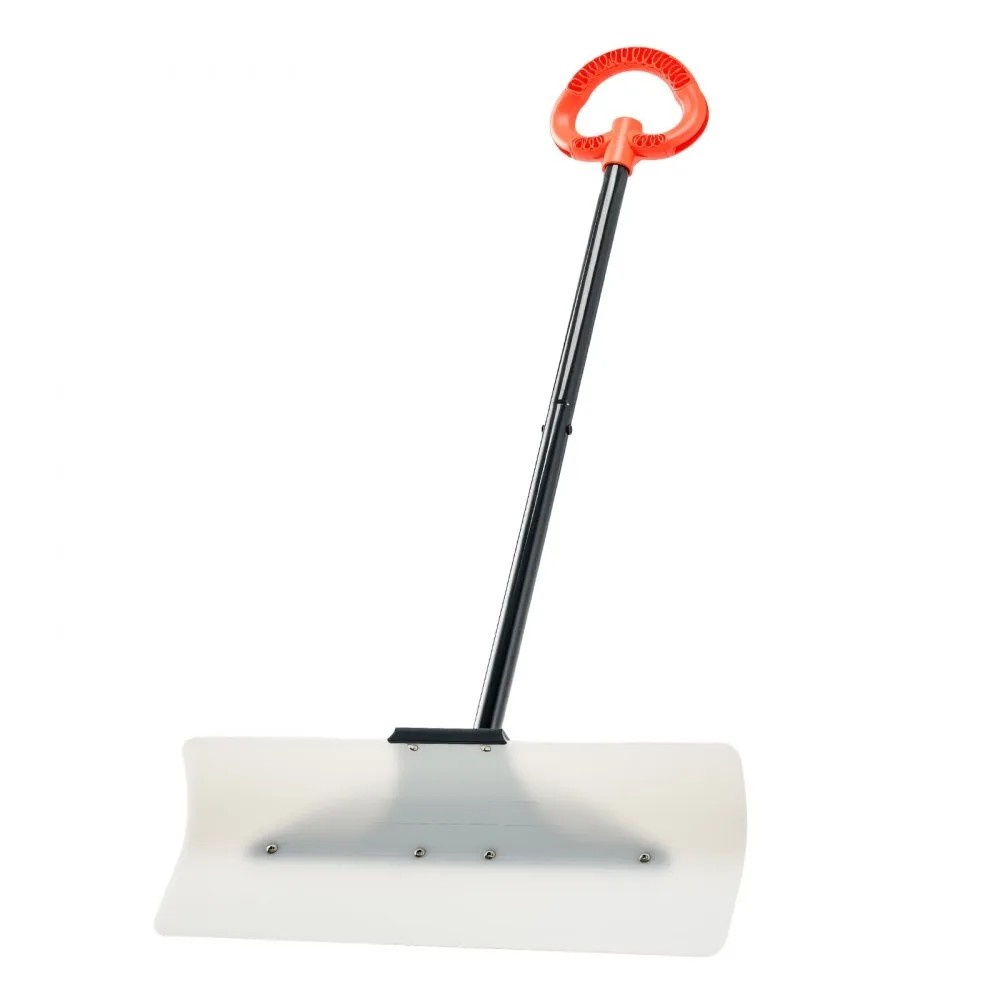 24-Inch Snow Pusher Shovel with Ergonomic Grip and HDPE Plastic Blade