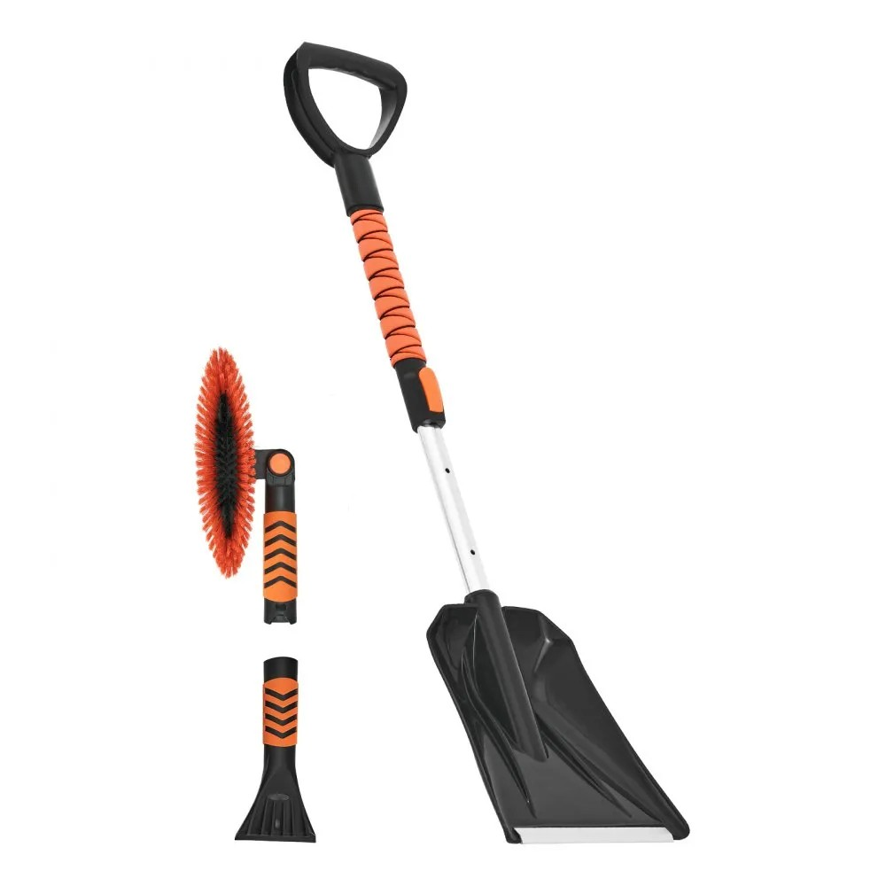 42-Inch Extendable Snow Brush and Ice Scraper with 180° Pivoting Brush Head