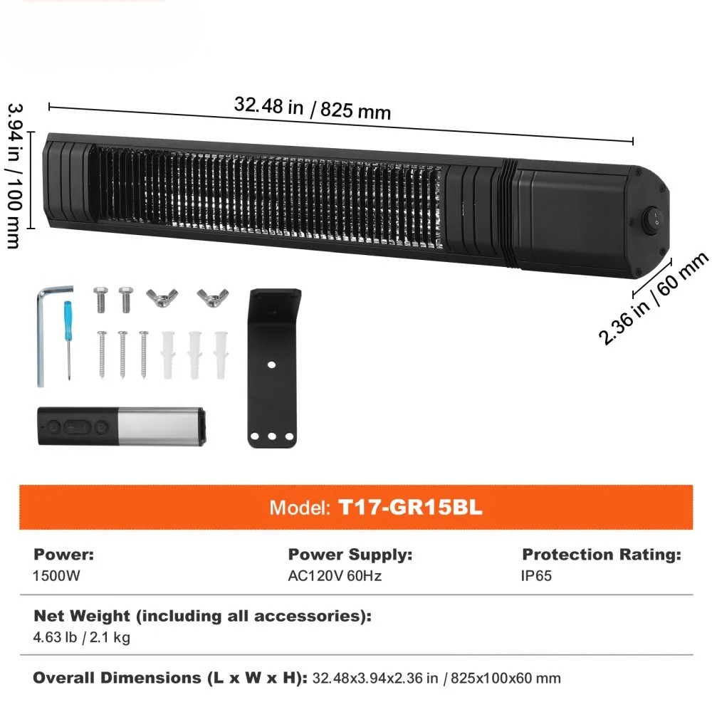 1500W Infrared Space Heater with Remote Control, 9 Speeds and Timer