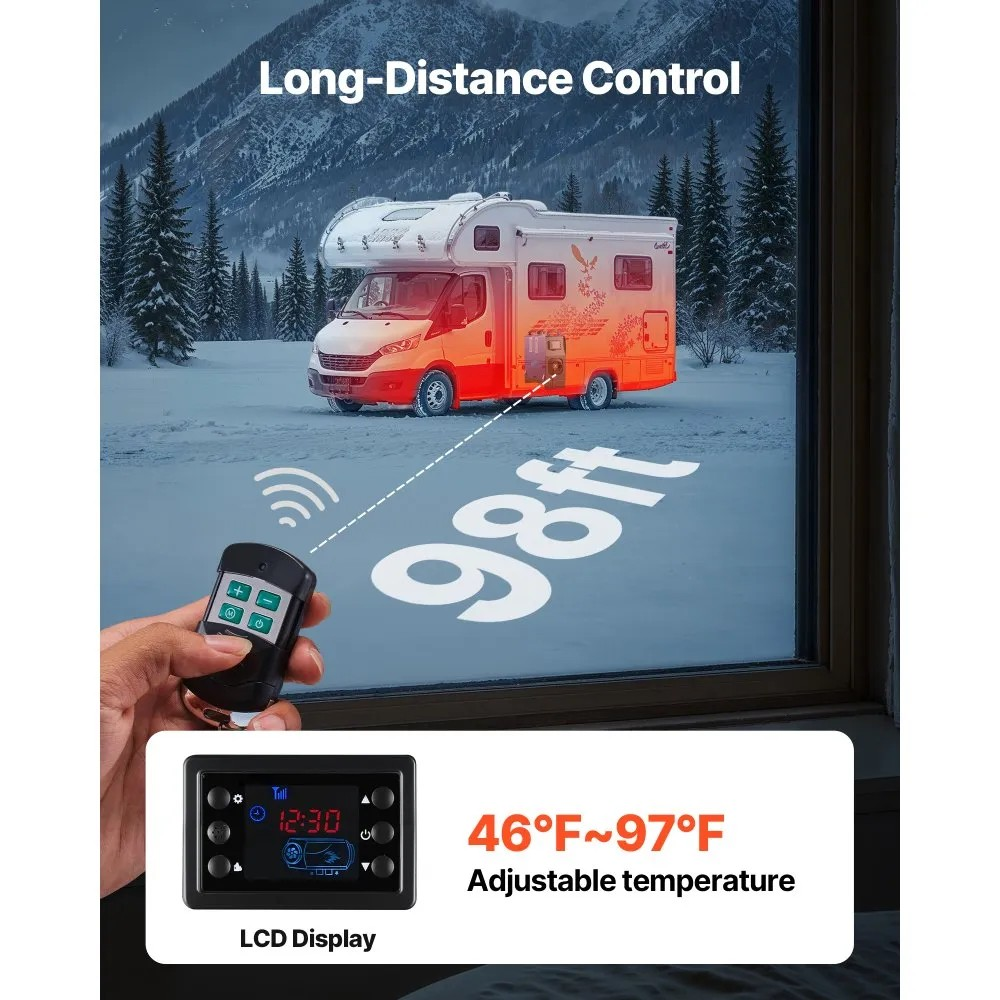 8KW Diesel Parking Heater, 12V/24V All-in-One Air Heater with Remote Control for Vehicles and RVs
