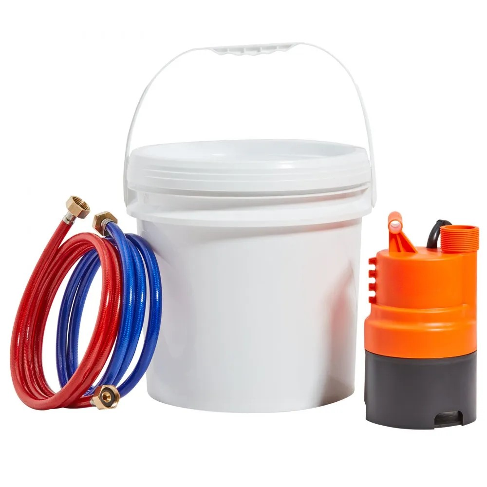 Tankless Water Heater Flushing Kit with Pump, 3.7-Gallon Pail, Hoses, Wrench and Adapter