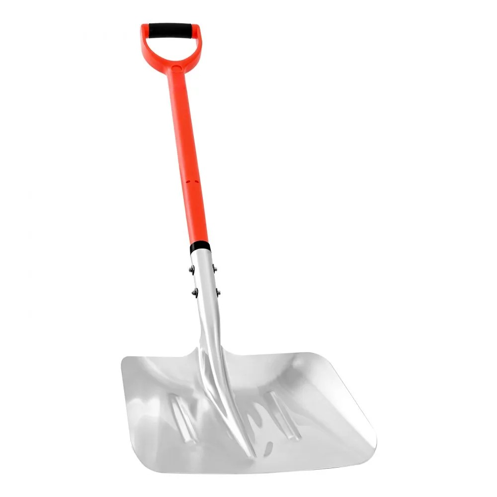 14-Inch Aluminum Snow Shovel with D-Shaped Handles for Driveways
