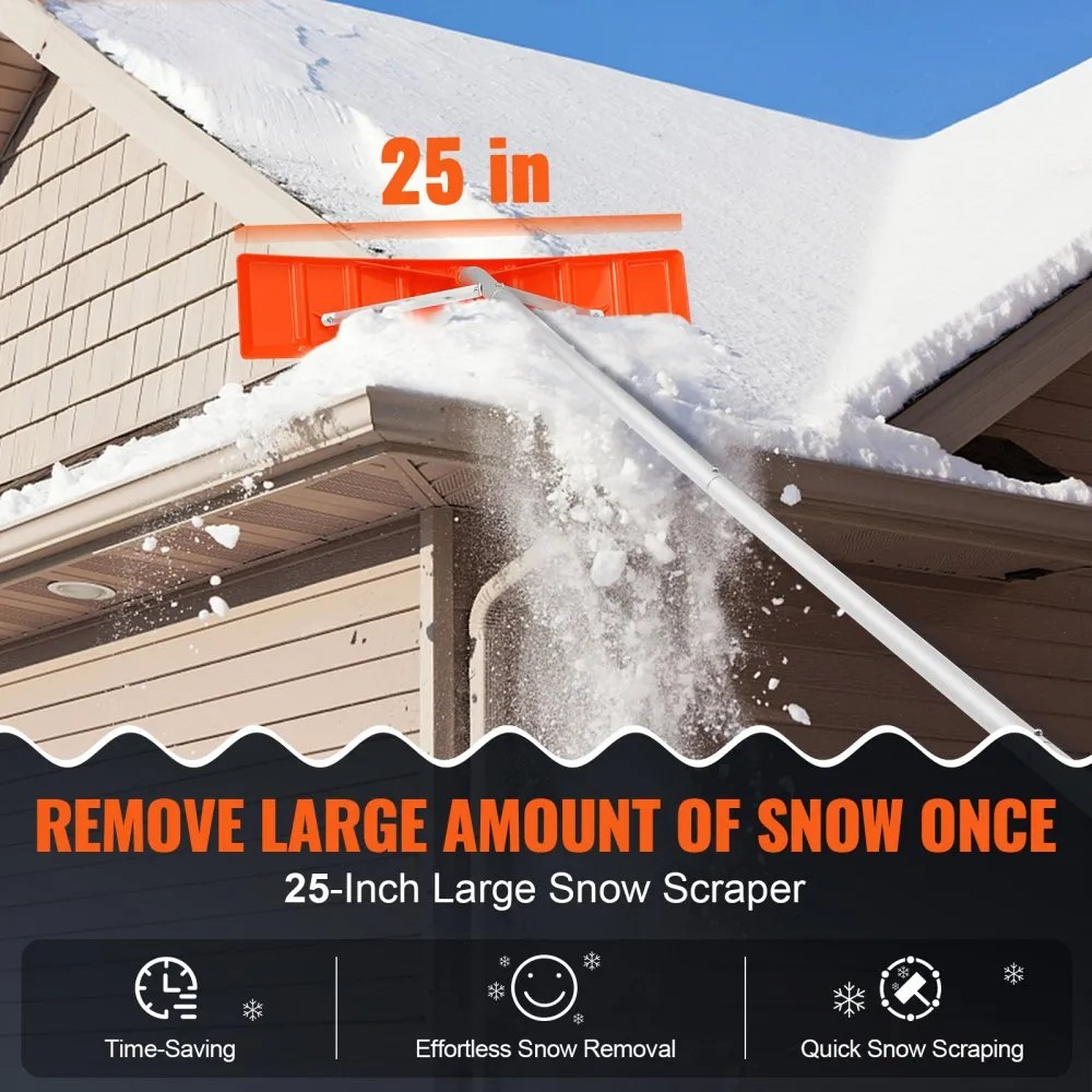 25-Inch Roof Snow Rake with 21 ft Aluminum Handle and Anti-Slip Grip