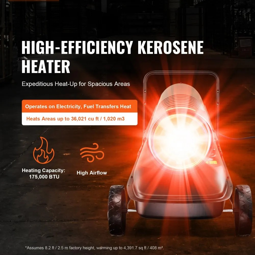 175,000 BTU Kerosene Forced Air Heater with Thermostat and 13.2-Gallon Tank