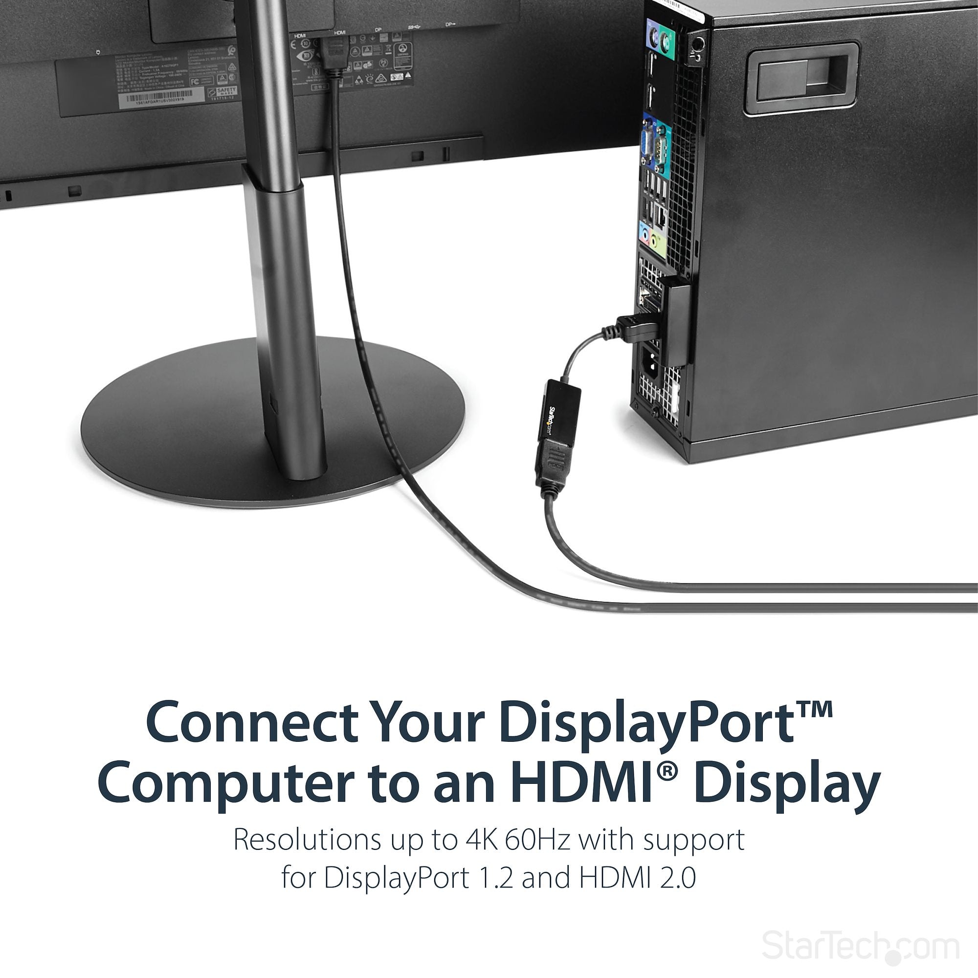 DisplayPort to HDMI Adapter - 4K 60Hz Active DP 1.4 to HDMI 2.0 Video Converter - DP to HDMI Monitor/TV/Display Cable Adapter Dongle - Latching DP Connector