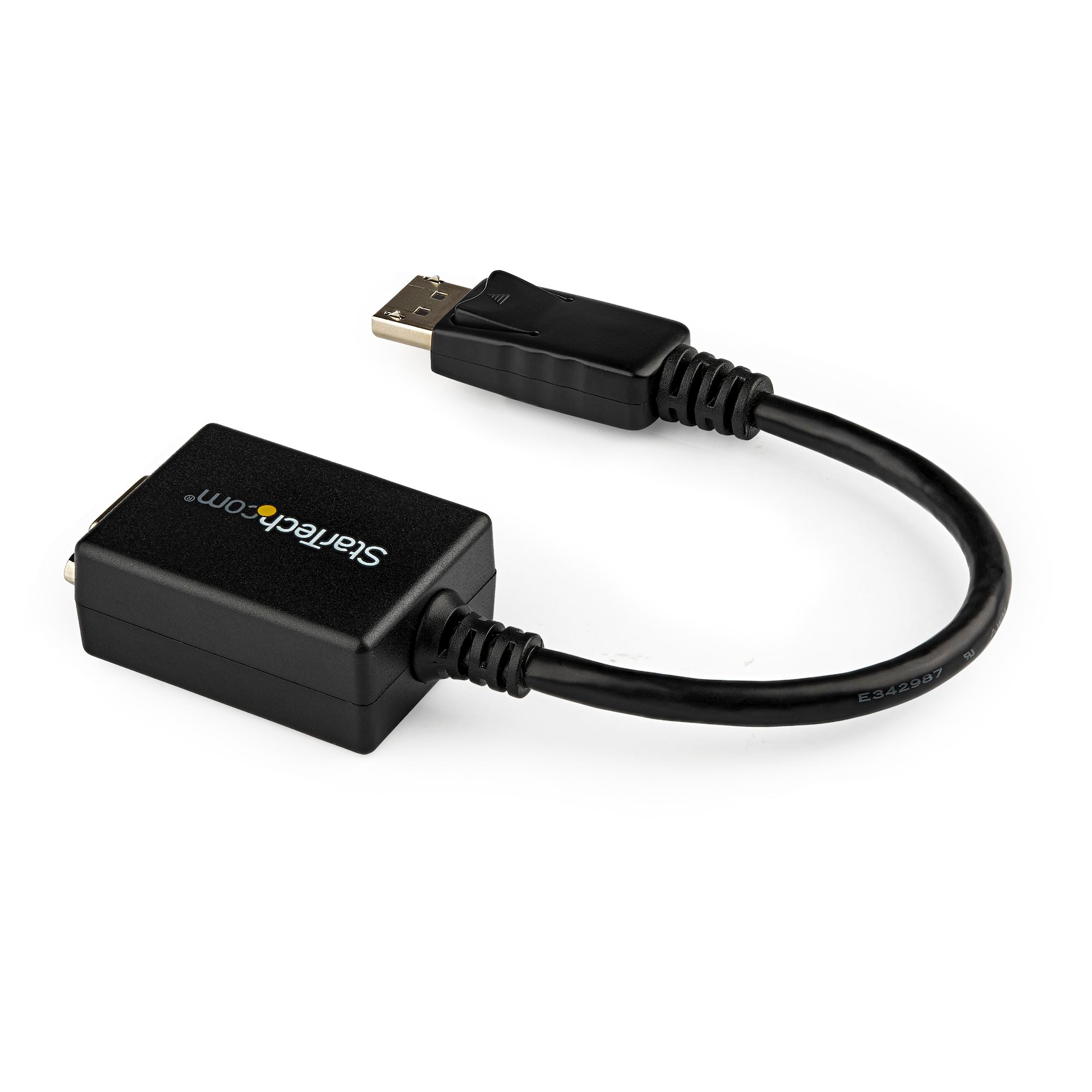 DisplayPort to VGA Adapter - Active DP to VGA Converter - 1080p Video - DisplayPort Certified - DP/DP++ Source to VGA Monitor Cable Adapter Dongle - Latching DP Connector