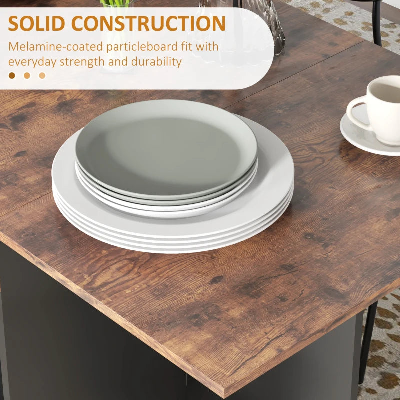 Folding Dining Table, Space Saving Drop Leaf Table with Drawer and Shelves for Kitchen, Dining Room, Rustic Brown