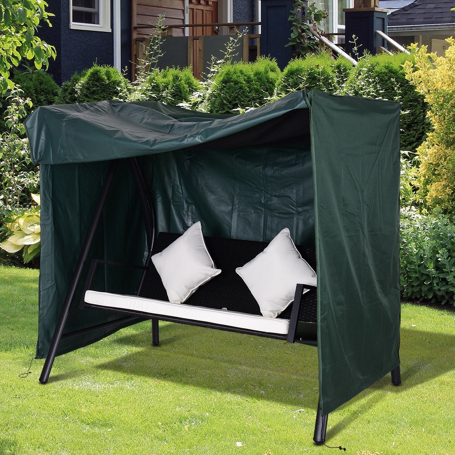 Outsunny Patio Swing Chair Cover: Large Outdoor Furniture Protector with Wind, UV & Water Resistance, Green