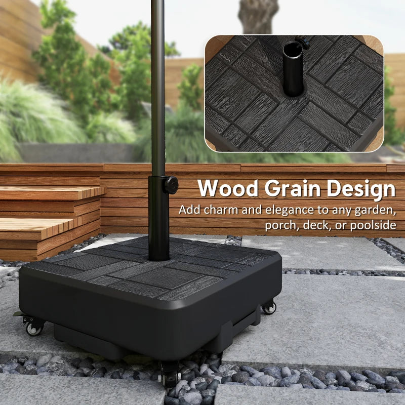 Patio Umbrella Base with Wheels Fillable Outdoor Umbrella Stand for 1.5"/1.9" Poles Black