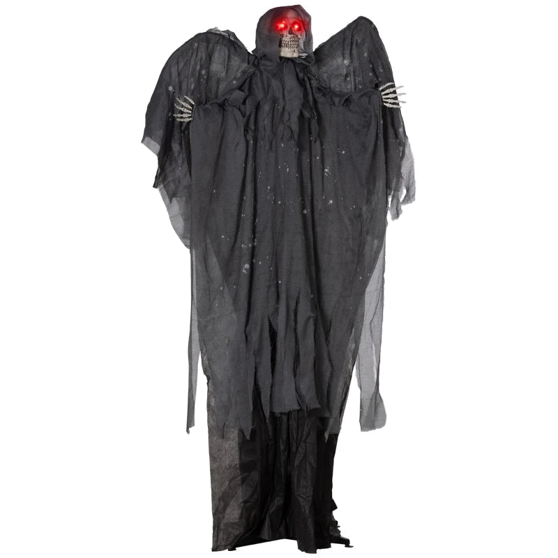 HOMCOM 6.4' Life-Size Winged Grim Reaper – Animated Halloween Decoration, Light-Up Eyes