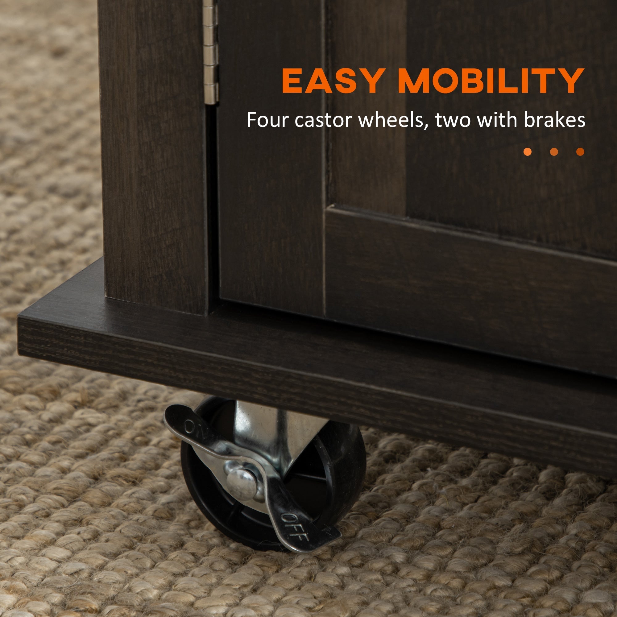 HOMCOM Rustic Kitchen Trolley: Rubber Wood Top, Spice Rack, Towel Rail for Functionality, Oak Brown