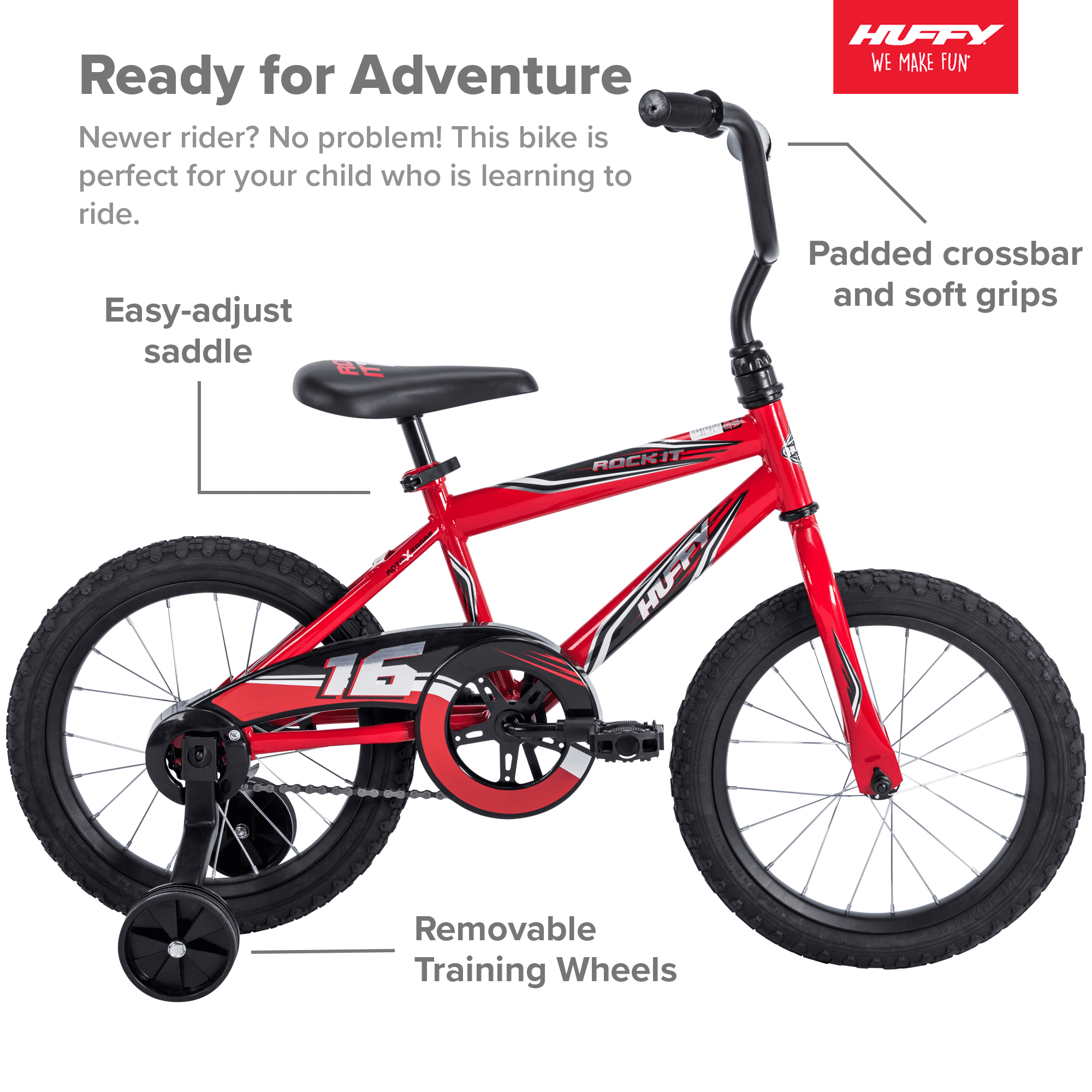 16-Inch Rock It Kids Bike for Boys Ages 4 and Up – RedÂ